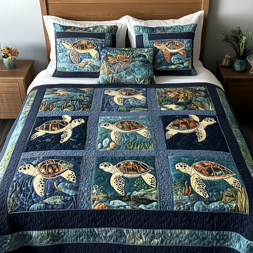 Ocean Embrace 3-Piece Quilted Bedding Set NCU0PT2403