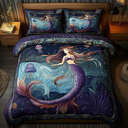 Ocean Enchantress 3-Piece Quilted Bedding Set NCU0DK5057