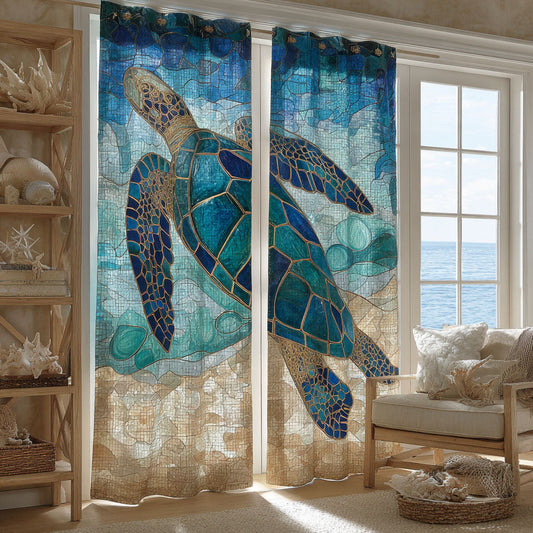 Ocean Explorer Turtle Quilted Curtains NCU0TV975