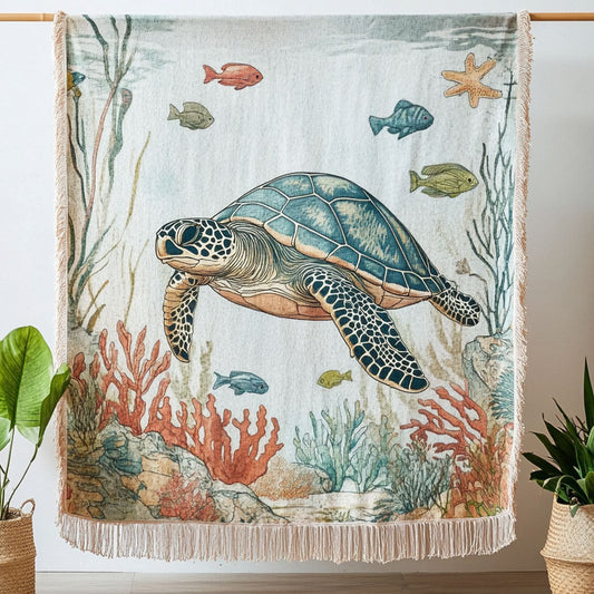 Ocean Explorer Turtle Woven Sofa Blanket NCU0NT4768