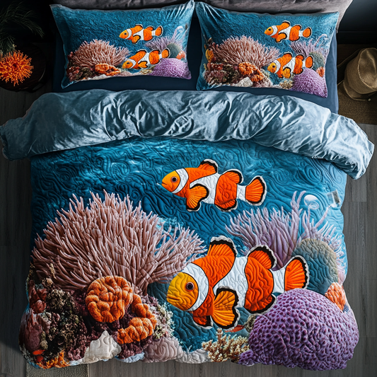Ocean Fishes 3-Piece Quilted Bedding Set NCU0DK5923
