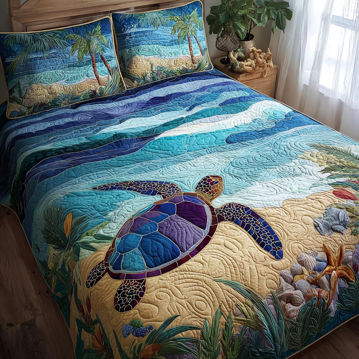 Ocean Glow 3-Piece Quilted Bedding Set NCU0DV9462