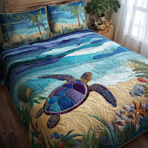 Ocean Glow 3-Piece Quilted Bedding Set NCU0DV9462