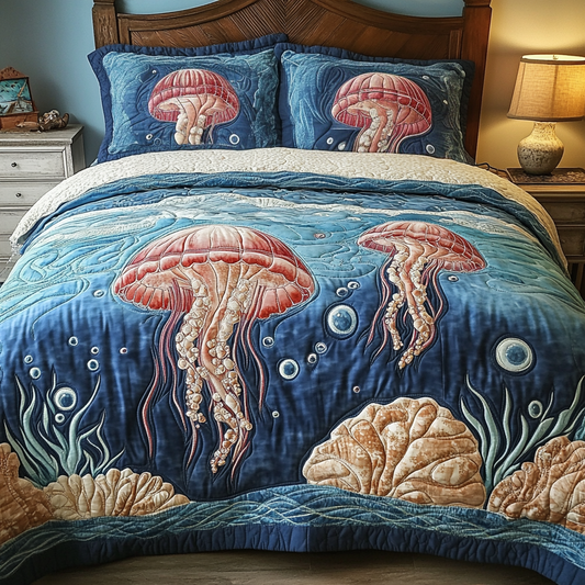 Ocean Glow 3-Piece Quilted Bedding Set NCU0VH4166