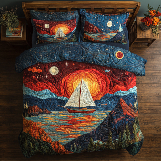 Ocean Glow 3-Piece Quilted Bedding Set NCU0VL994