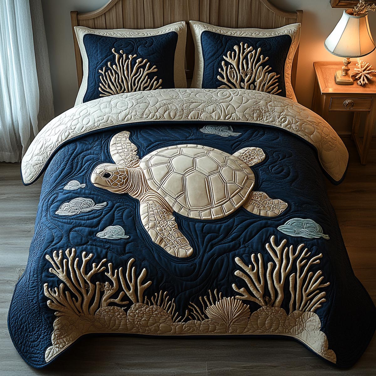 Ocean Harmony 3-Piece Quilted Bedding Set NCU0DV9454
