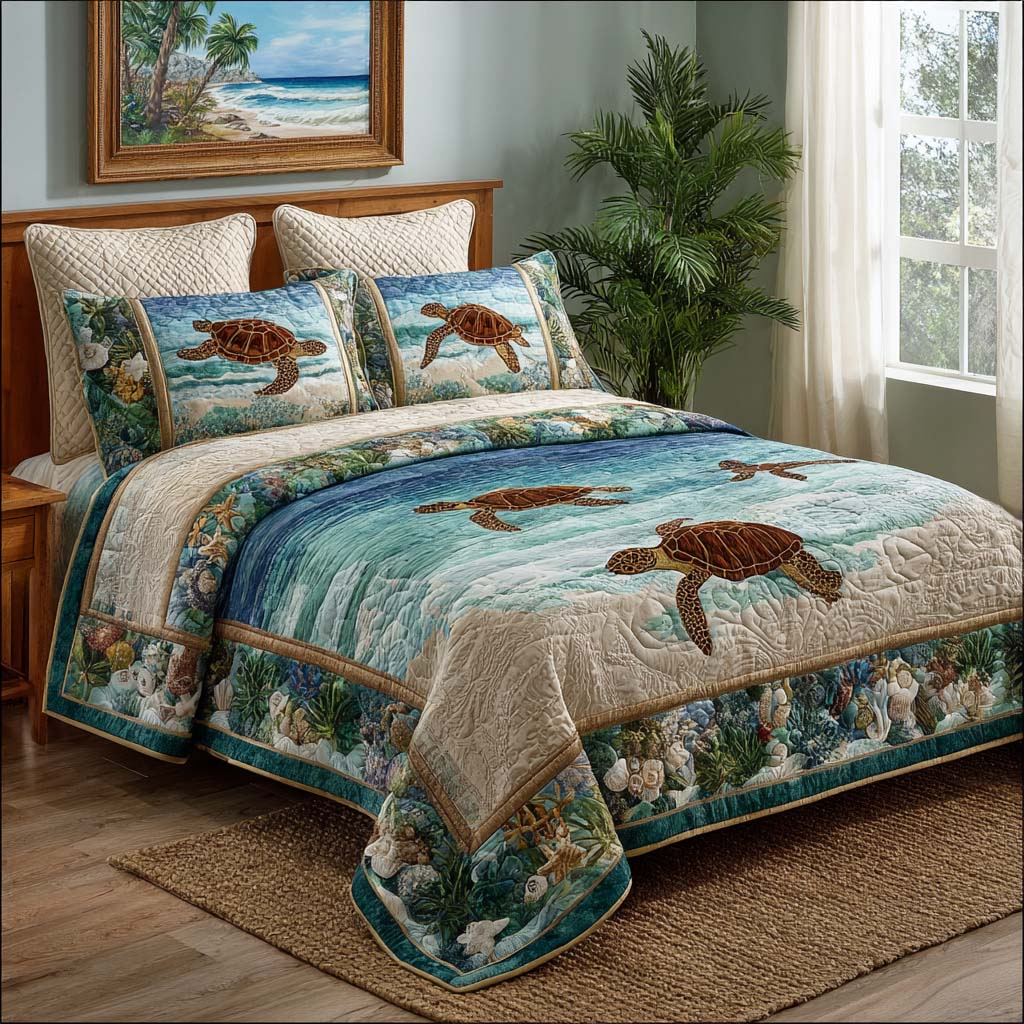 Ocean Harmony 3-Piece Quilted Bedding Set NCU0NT11712