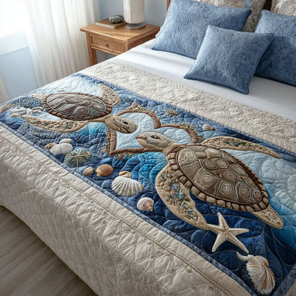 Ocean Hearts Quilted Bed Runner NCU0PT10848