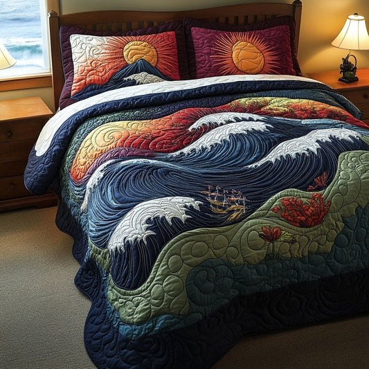 Ocean Melody 3-Piece Quilted Bedding Set NCU0PT5109