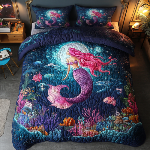 Ocean Mermaid 3-Piece Quilted Bedding Set NCU0DK7878