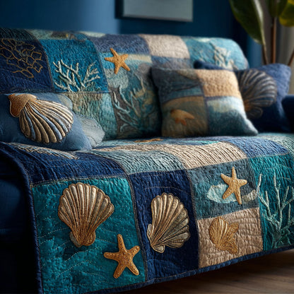 Ocean Mist Quilted Sofa Cover NCU0NT11794
