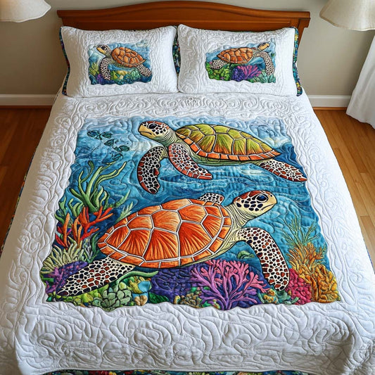Ocean Mosaic 3-Piece Quilted Bedding Set NCU0NT2148