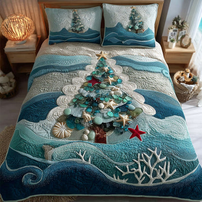 Ocean Noel 3-Piece Quilted Bedding Set NCU0PT9760