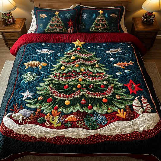 Ocean Noel 3-Piece Quilted Bedding Set NCU0VH968
