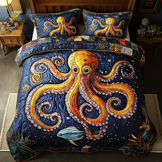Ocean Octopus 3-Piece Quilted Bedding Set NCU0DK8388