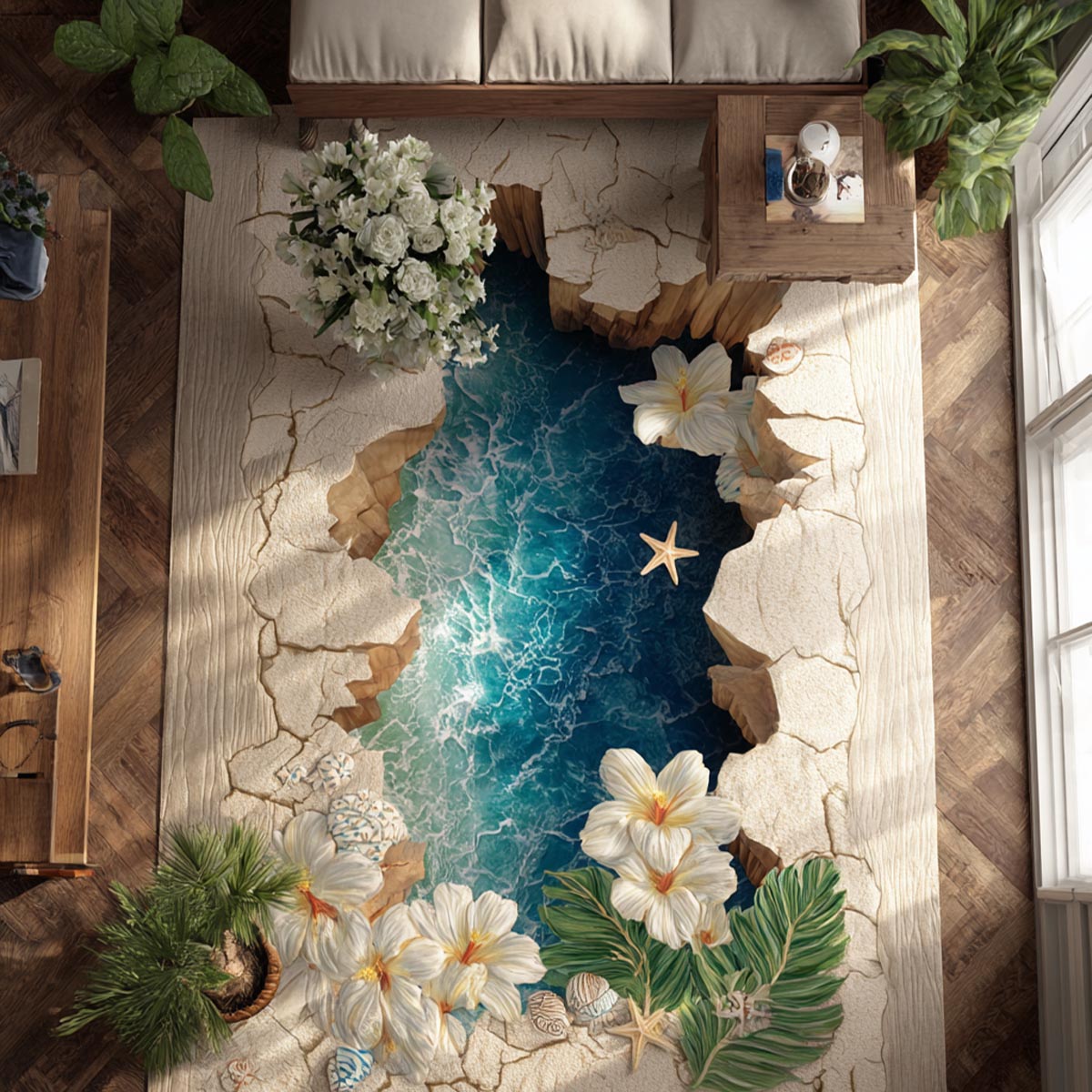 Ocean Petals Area Rug NCU0DV9261