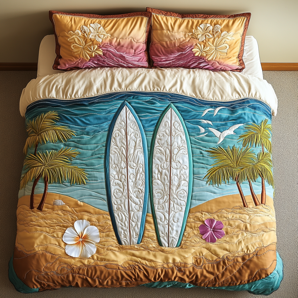 Ocean Pulse 3-Piece Quilted Bedding Set NCU0DK5869
