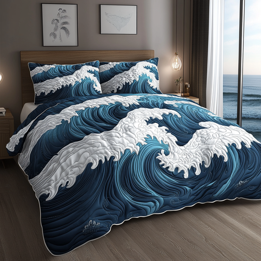 Ocean Rhythm 3-Piece Quilted Bedding Set NCU0VH4069