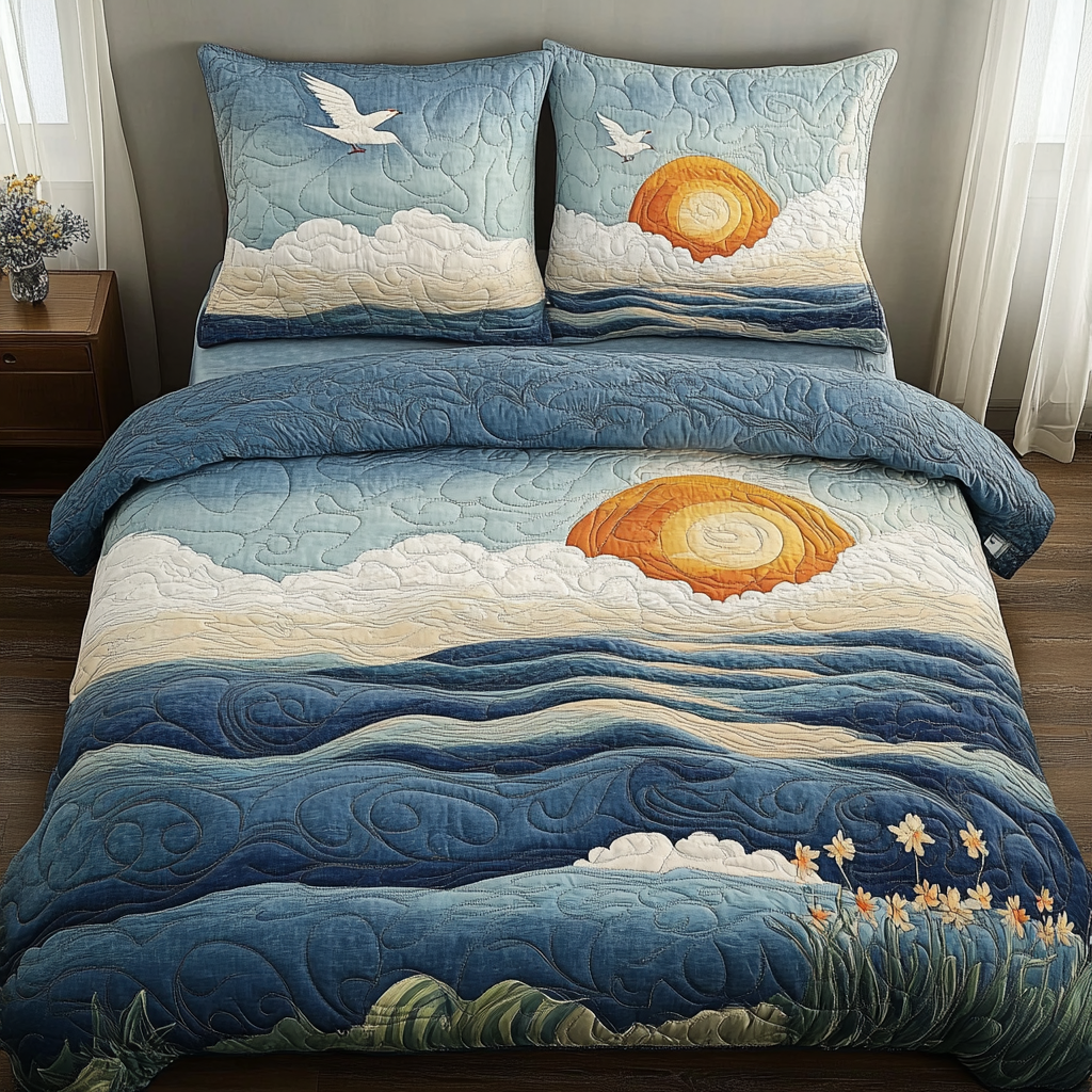 Ocean Serenity 3-Piece Quilted Bedding Set NCU0DV5620
