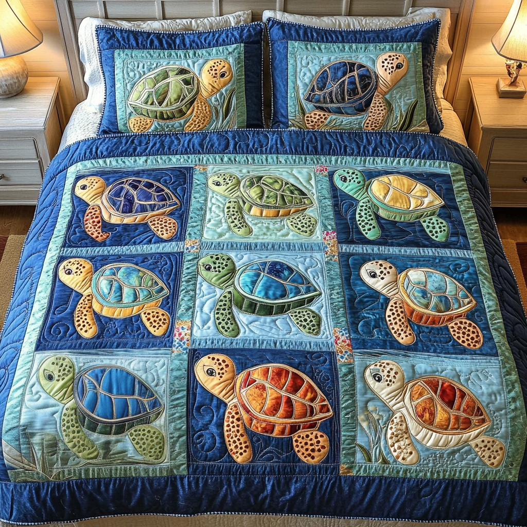 Ocean Serenity 3-Piece Quilted Bedding Set NCU0VH3117