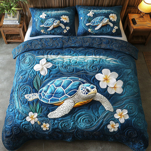 Ocean Shell Echo 3-Piece Quilted Bedding Set NCU0NT7109