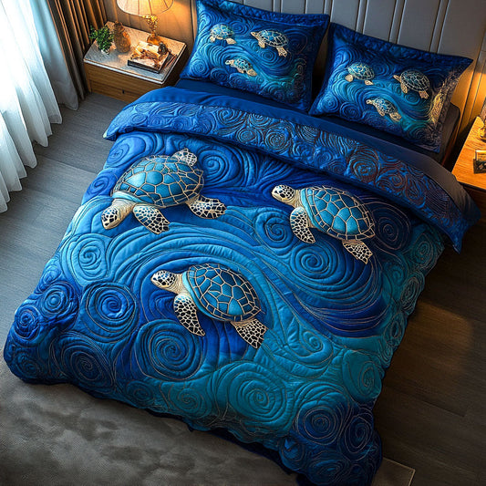 Ocean Shell Echo 3-Piece Quilted Bedding Set NCU0NT7340