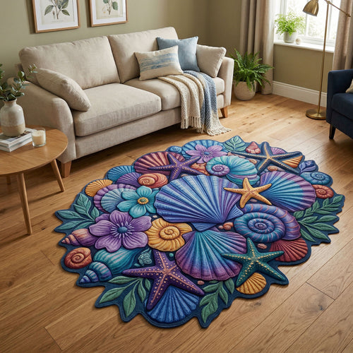 Ocean Shell Garden Custom Shape Area Rug NCU0NT12626