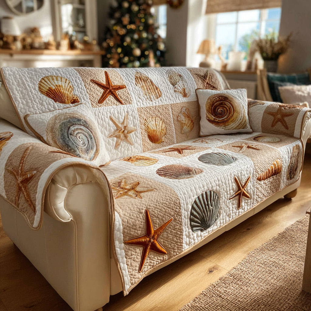 Ocean Shell Quilted Sofa Cover NCU0HH1680