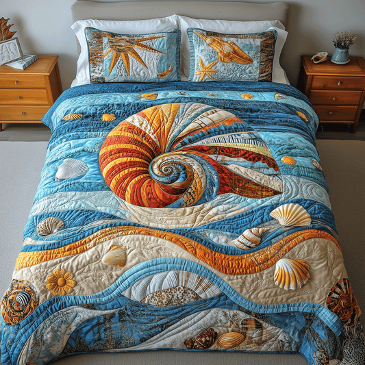 Ocean Shell Radiance Quilted Bedding Set NCU0TH2687