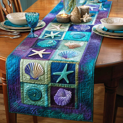 Ocean Shells Quilted Table Runner NCU0TD2228