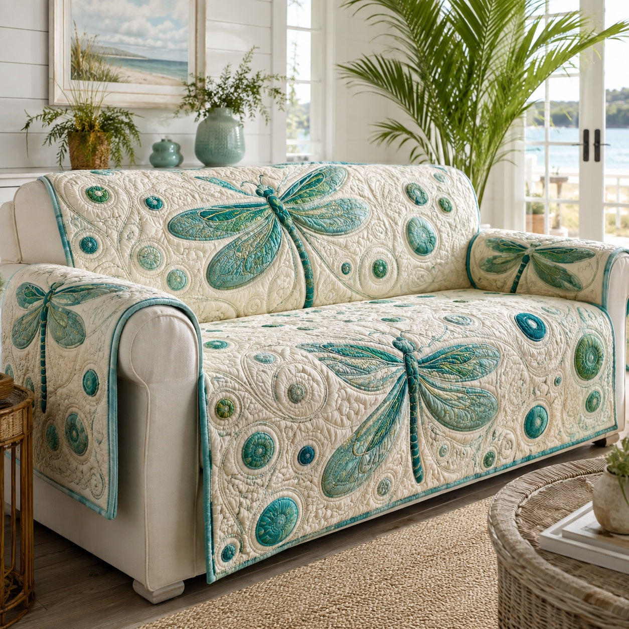 Ocean Skimmer Flight Quilted Sofa Cover NCU0VL3803