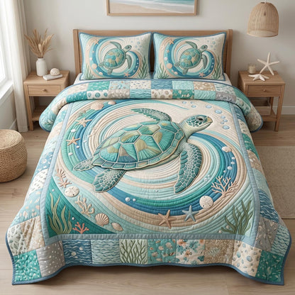 Ocean Spiral 3-Piece Quilted Bedding Set NCU0DV9777