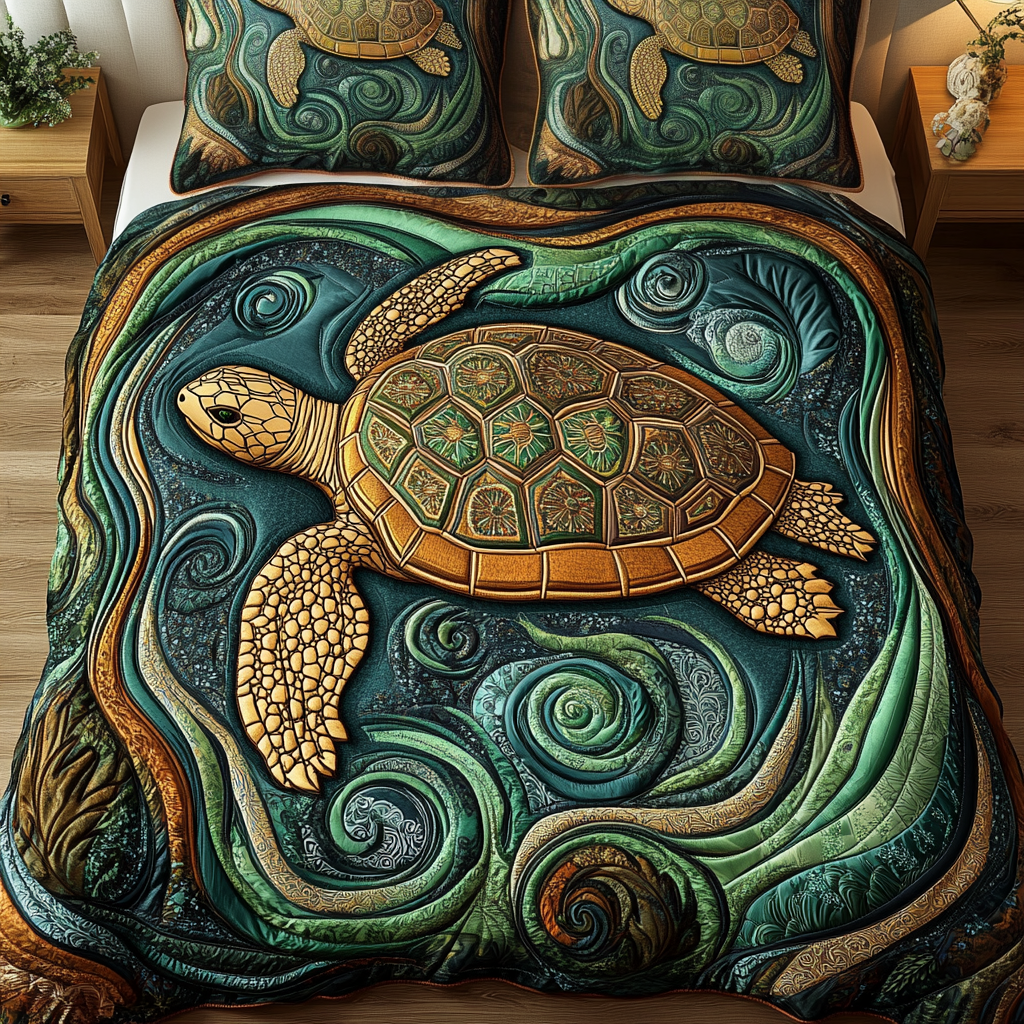 Ocean Spirit 3-Piece Quilted Bedding Set NCU0VH1715