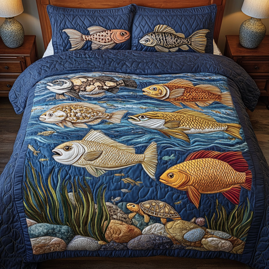 Ocean Splash 3-Piece Quilted Bedding Set NCU0VH2102