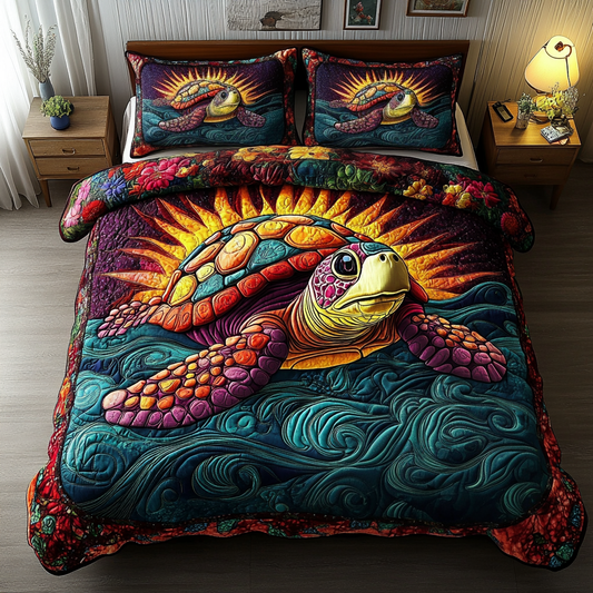 Ocean Sunrise 3-Piece Quilted Bedding Set NCU0VH2232