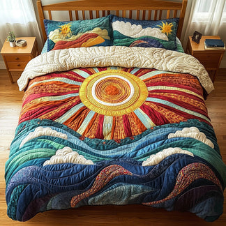 Southwestern Sunrise Peak 3-Piece Quilted Bedding Set NCU0NXD1084