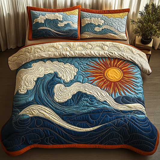 Ocean Sunrise 3-Piece Quilted Bedding Set NCU0VL895