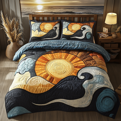 Ocean Sunrise Comfort 3-Piece Quilted Bedding Set NCU0VL955