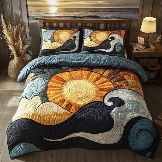Ocean Sunrise Comfort 3-Piece Quilted Bedding Set NCU0VL955