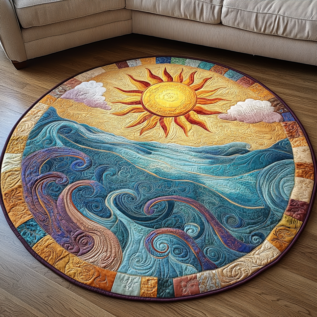 Ocean Sunrise Quilted Round Mat NCU0VL1279