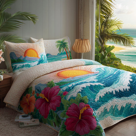 Ocean Sunset 3-Piece Quilted Bedding Set NCU0VL3466
