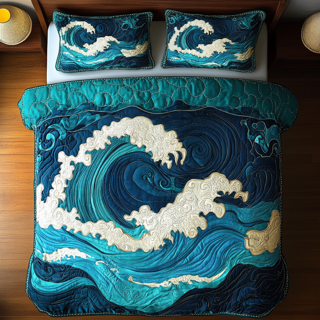 Ocean Surge 3-Piece Quilted Bedding Set NCU0DK6001