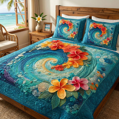 Ocean Swirl 3-Piece Quilted Bedding Set NCU0NT12724