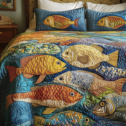 Ocean Symphony 3-Piece Quilted Bedding Set NCU0VH1594