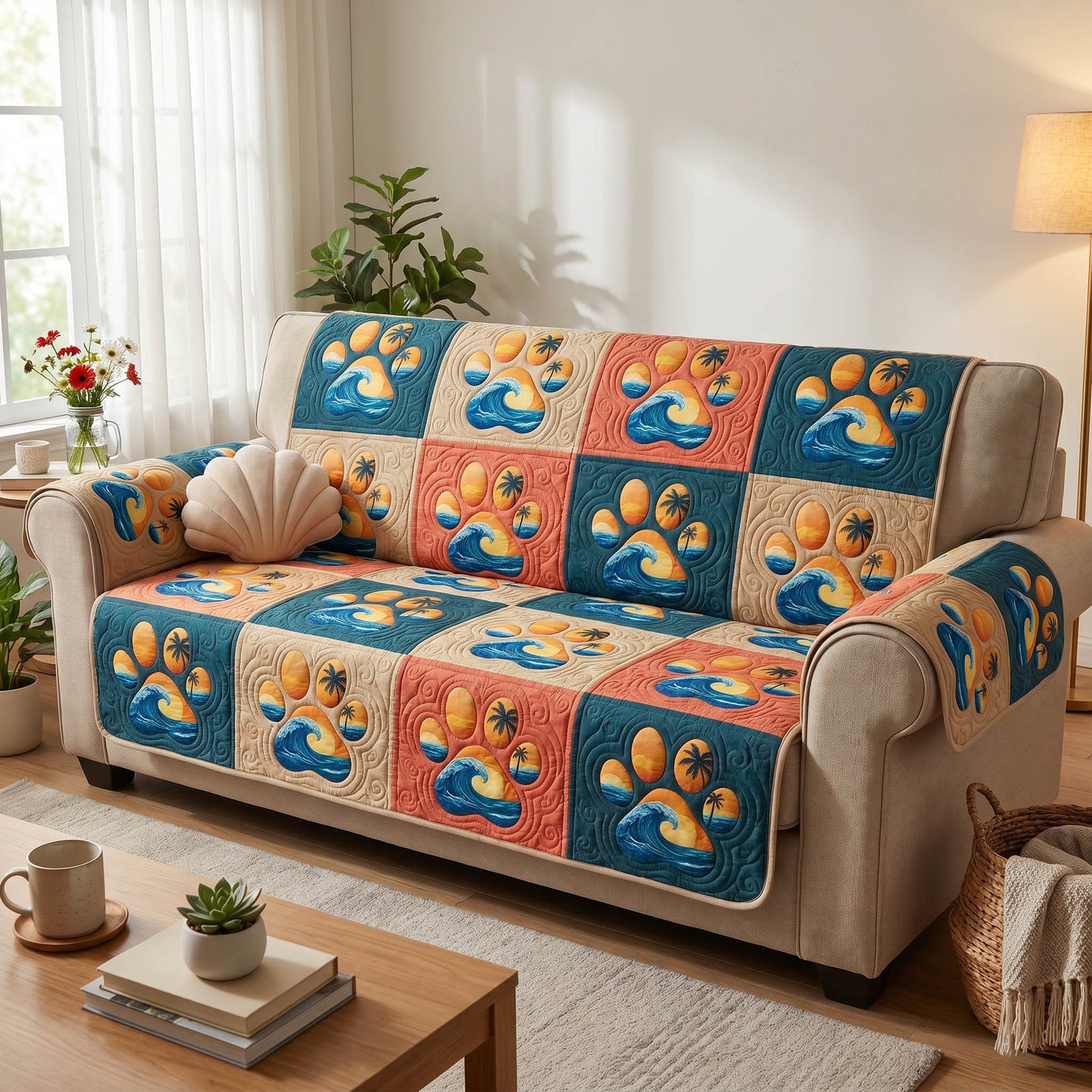 Ocean Tails Quilted Sofa Cover NCU0TD2783