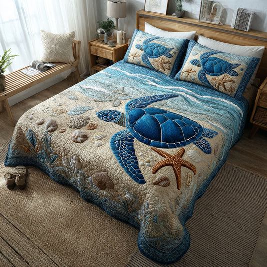 Ocean Turtle 3-Piece Quilted Bedding Set NCU0DK11709