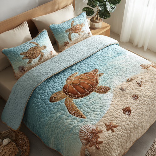 Ocean Turtle 3-Piece Quilted Bedding Set NCU0DK8427