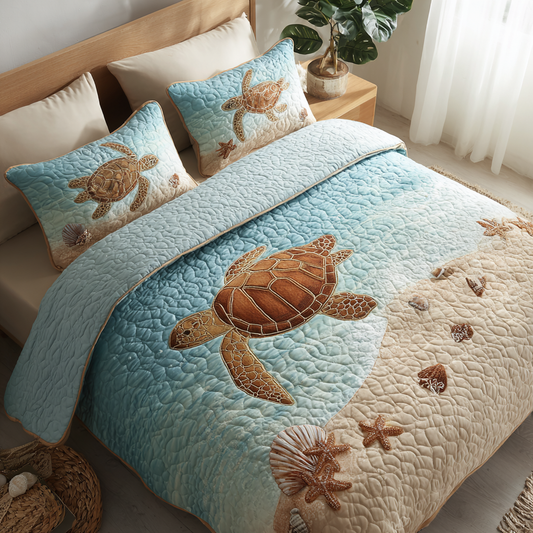 Ocean Turtle 3-Piece Quilted Bedding Set NCU0DK8427