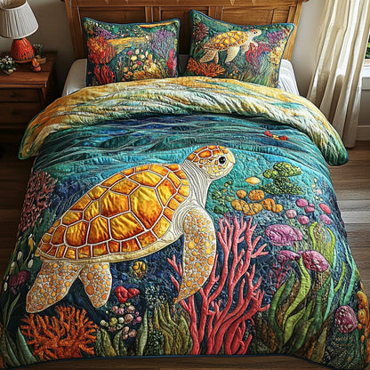 Ocean Turtle 3-Piece Quilted Bedding Set NCU0DV9449