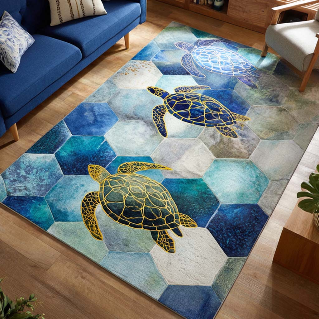 White Turtle Rug Ocean Turtle Area Rug NCU0NT10059 – Vantique